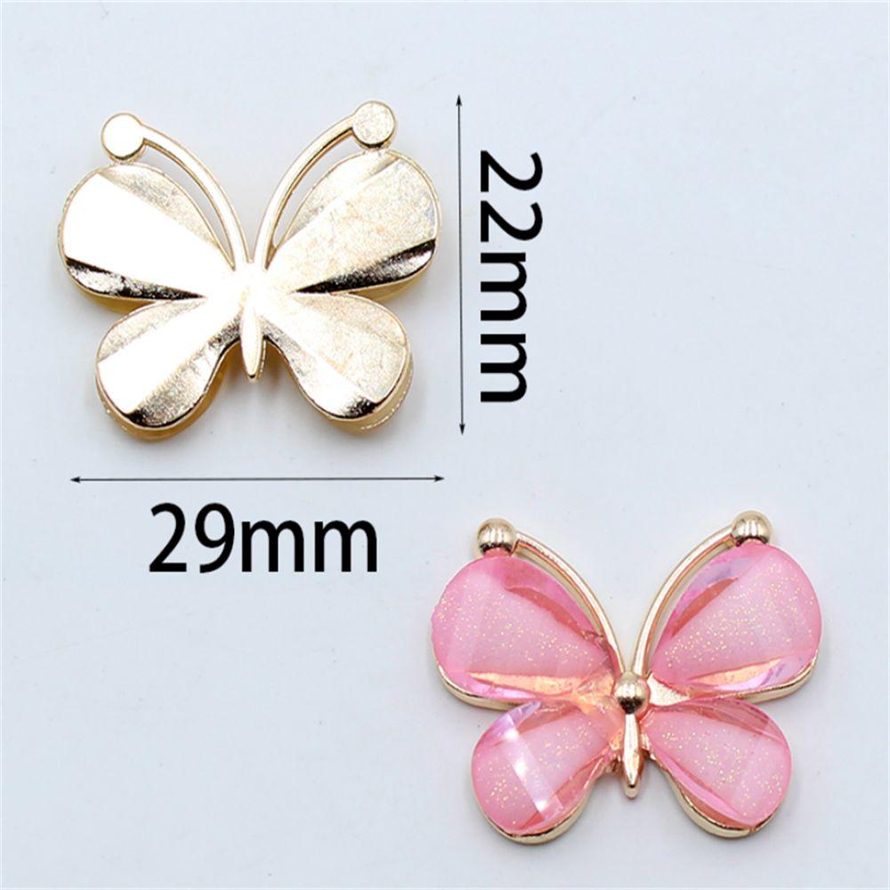 10Pcs/Set  Cute Colorful Butterfly Costume Decoration Alloy Stained Glass Buckle DIY Jewelry Accessories Wedding Card DIY Decor