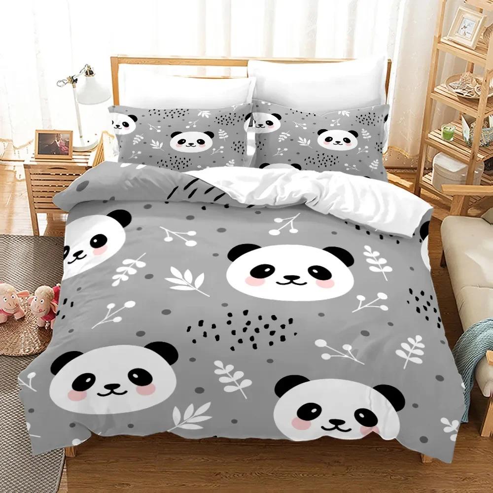 Panda Bear Bedding Sets Animal Duvet Cover Twin Full Single Size and Pillowcase Home Textile 3D Print Bedclothes for Kids Child
