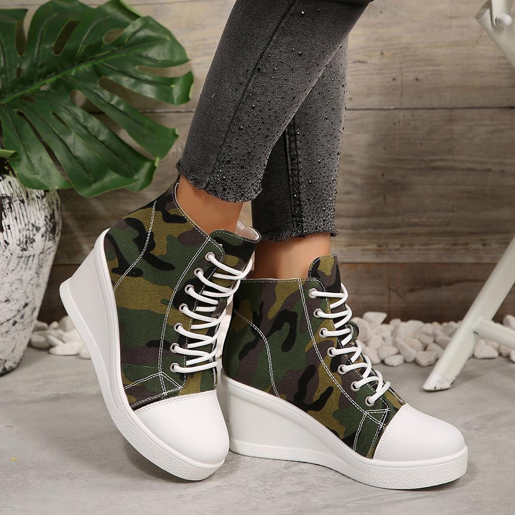 Women Sneakers Hidden Wedge Invisible Heel Canvas Shoes for Women Increased Breathable Platform Sneakers Women De Mujer