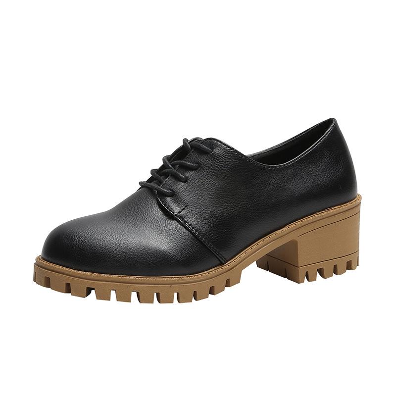 2025 Summer New Retro Thick Heel Women's Shoes Korean Version Student Medium Heel Lace-up Single Shoes Female Manufacturer