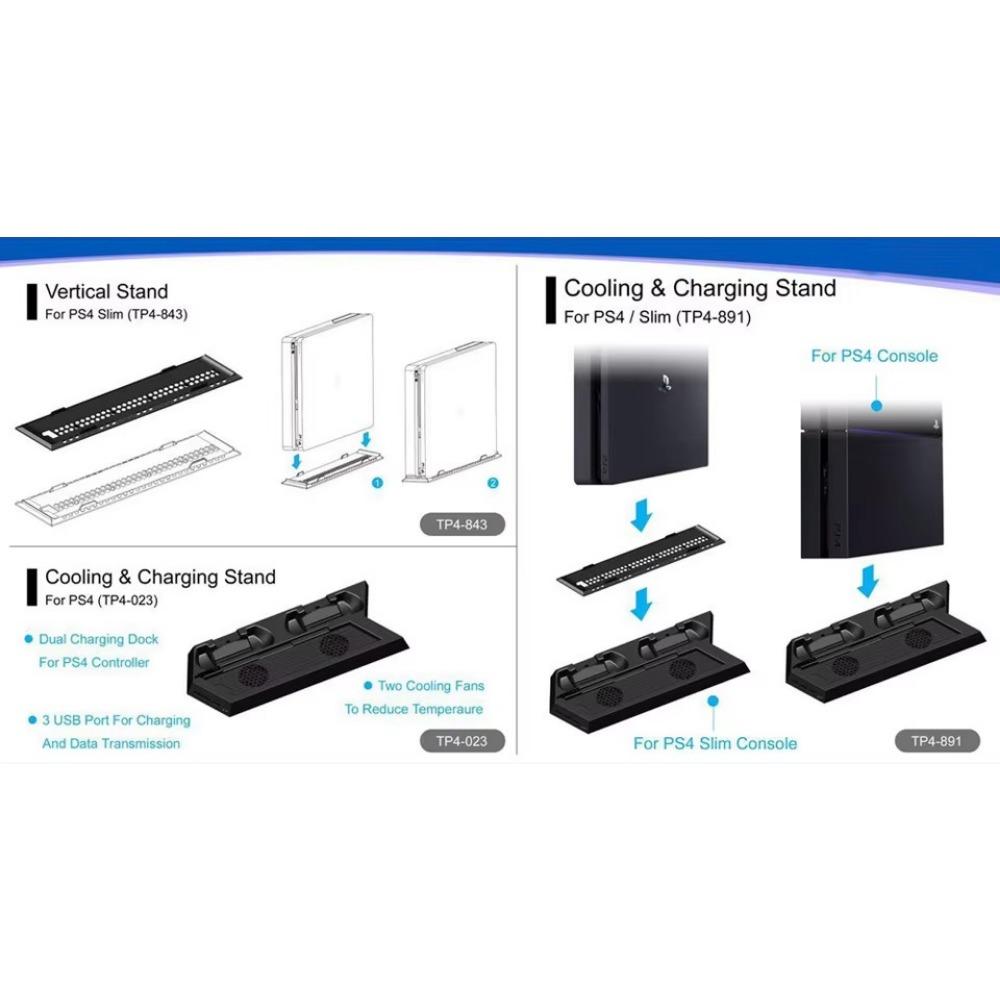Vertical Stand for PS4 Slim / PS4 with Cooling Fan for Playstation 4