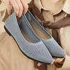 Women Round Toe Flat Shoes Solid Color Knitted Slip On Shoes Casual Breathable Ballet Flats Women Flat Shoes Loafers Women