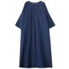 Women Plus Size Dress Solid Fashion Casual Denim Basic Long Dress Cotton Vintage Loose Blue Clothing