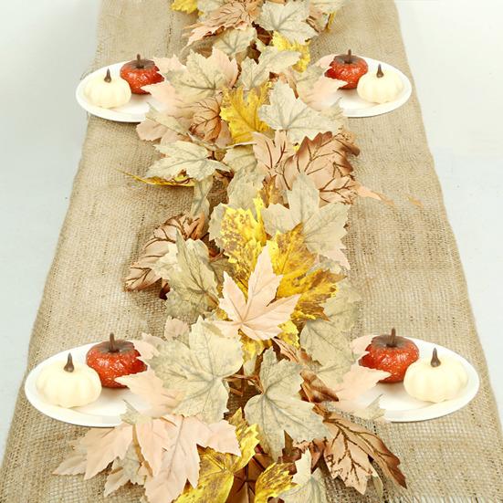 Artificial Maple Leaf Garland 5.7Ft Pumpkin Maple Leaves Vine Thanksgiving Fall Garland for Mantel