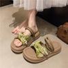 Casual Versatile Platform Boken Slippers Women's 2025 Summer New Wear Heightening One-word Cool Slippers Women's Shoes