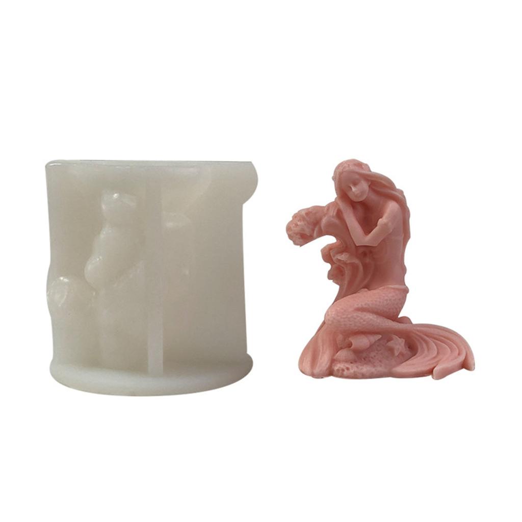 3D Mermaids Shape Candle Mold Unique Mermaids Aromatherapys Gypsum Ornament Plasters Fragrances Stone Epoxy Molds DIY