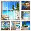 Beach Blackout Window Curtains Sea Palm Trees Drapes In Living Room Nature Seaside Scenery Print Curtain For Bedroom Decoration