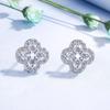 Korean Luxe Full Diamond Four-Leaf Clover Earrings - Elegant, Simple Design