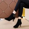 Fashion Elegant with Medium Heels Warm Ankle Boots for Women Autumn Winter Black Booties Pointed Toe Woman Short Shoes New In Boot Sale