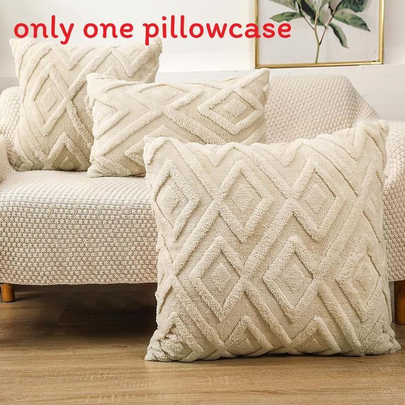 Pillow Geometric Cover Plush Material And Logo Living Room Sofa Home Decor