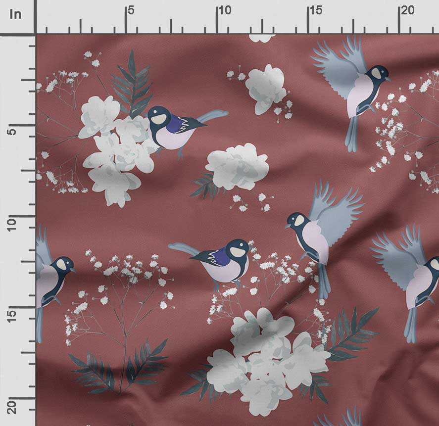 Soimoi Bird & Flowers  Print  Cotton Cambric Quilting Fabric Sold by The Yard 42 Inch Wide Medium Weight Cotton Fabric Sewing  Supplies