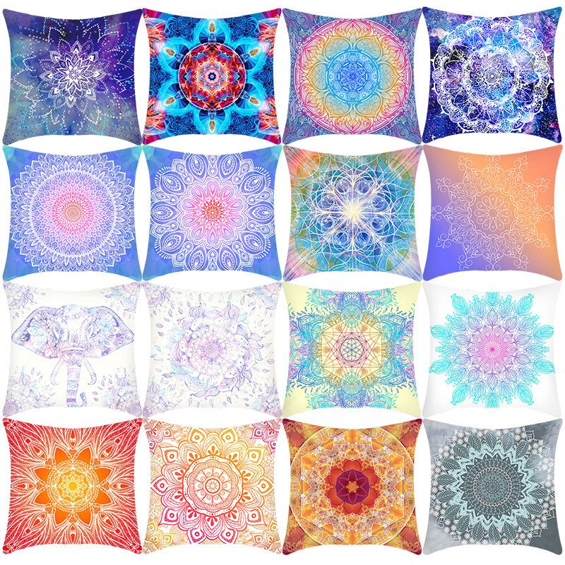 Creative Bohemian Style Mandala Sofa Pillow Cover Tatami Bay Window Pillow Cover Short Plush Printed Cushion