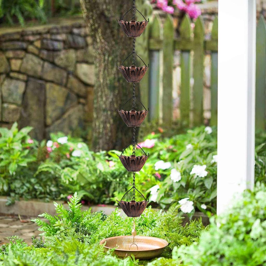 Vindar Rainwater Gutter Chain 2.6m MG4591 (Copper Color) with Adapter and 10 Cups