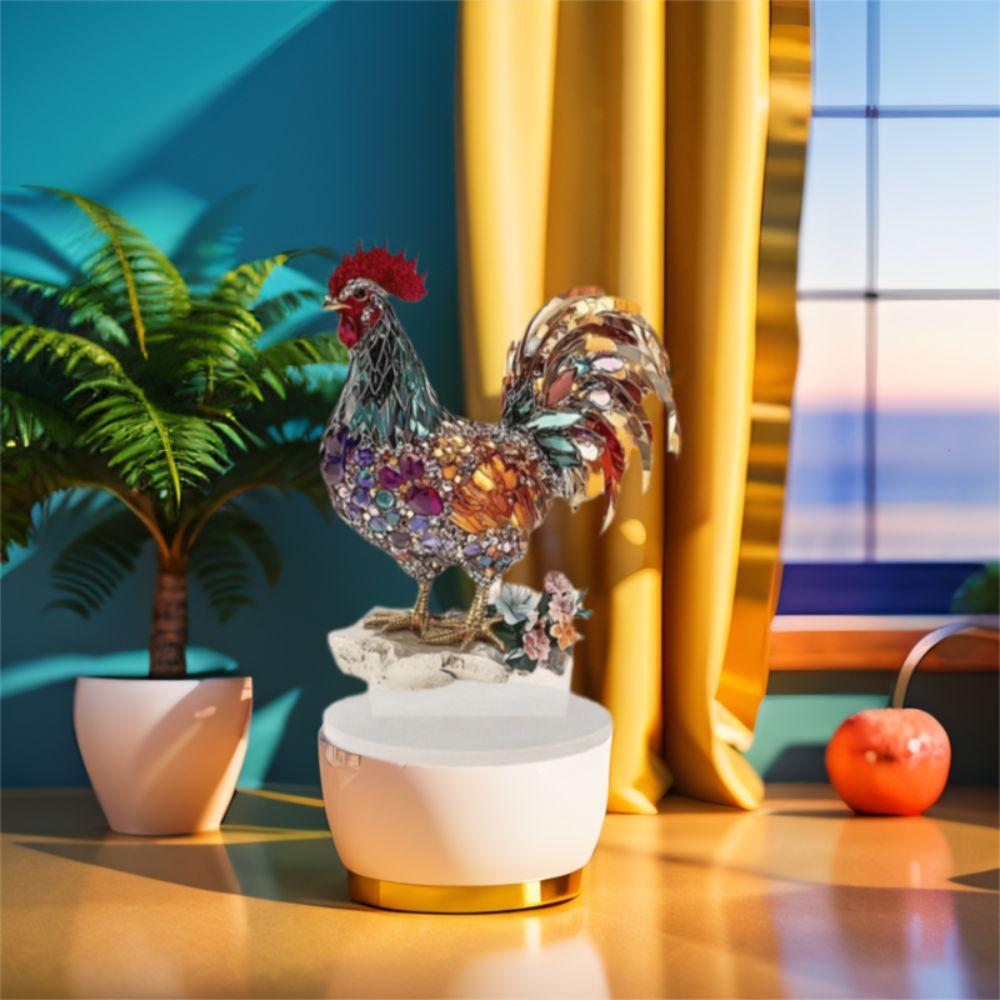 Acrylic Animal Statue Ornament 2D Flat Miniatures Figurine Sculpture Crafts Rooster Ornament Home
