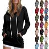 Women's Casual Fashion Solid Color Long Sleeve Drawstring Pullover Sweatshirts Top Blouse