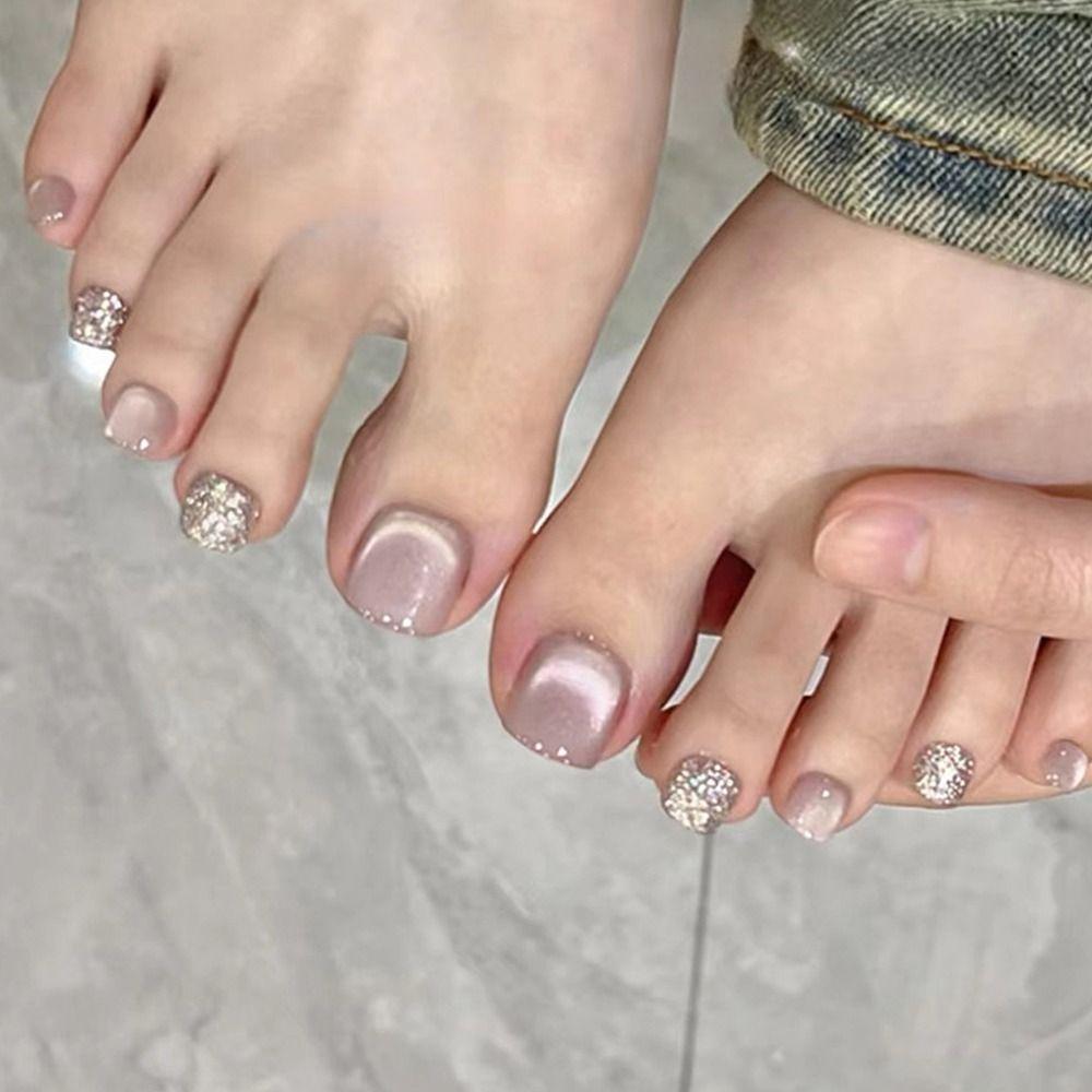 Simple Fake Toenails Short Square Foot Nails Nail Tips Toe Nails  for Women Girl
