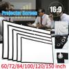 16:9 Simple Projector Curtain 60/72/84/100/120/150 Inch Portable HD Display Screen Theater Movie for Home Outdoor Office