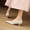 New Women's Fashion Single Shoes Pointed Four Seasons Wear Women's Lazy Shoes Foot Cover Solid Color Thin Heel Leather Medium Heel Women's Shoes
