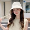 Hat Women's Summer UV Protection Big Edge Bucket Hat Showing Face Small Strap Windproof Sun Protection Hat