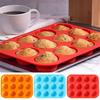 Round Silicone Muffin Mold 12 Cavities Food Grade Easy Release Cake Chocolate Candy Ice Cube