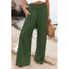 Spring Autumn Women Elastic Wide Leg Pants Fashion Casual Green Cotton Linen Long Pants Pleated Loose OL Style Trousers 30766