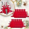 Christmas Cutlery Holder Bag Tree/Heart Shaped Knife Folk Tableware Holder Pockets Felt Dinner Flatware Covers for New Year Party Dinner Table Decor