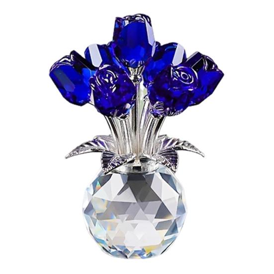 Yousheng Faux Crystal Rose Flower Ornament Handmade Bouquet Figurine Mini Flower Vase Decoration Wife Girlfriend Women Wedding Anniversary Birthday