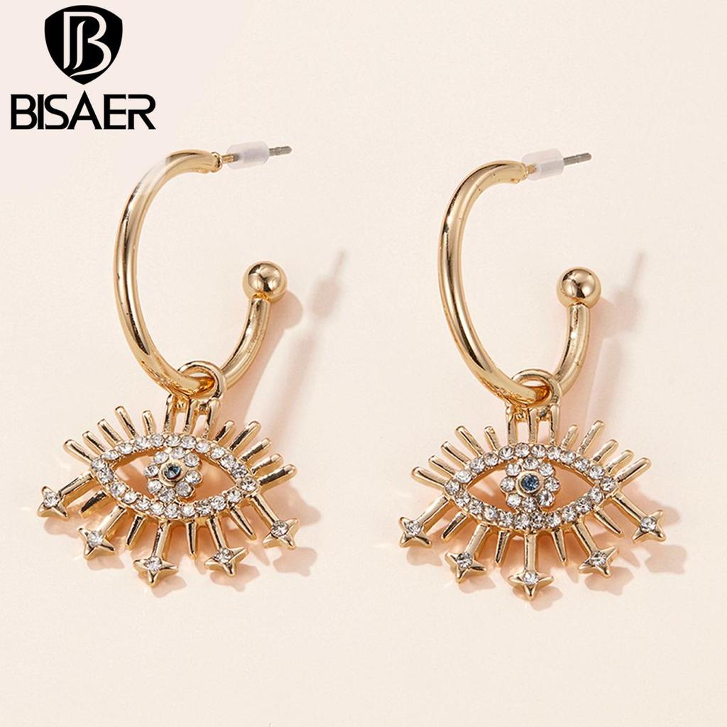 Bisaer Exquisite Shining Devil's Eyes Stud Earring for Ladyies High Jewelry