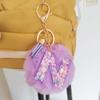 Adorable A-Z Letters Initial Keychain Sparkling Resin Alphabet Fluffy Hairball Pendant Backpack Decoration Accessories Gifts