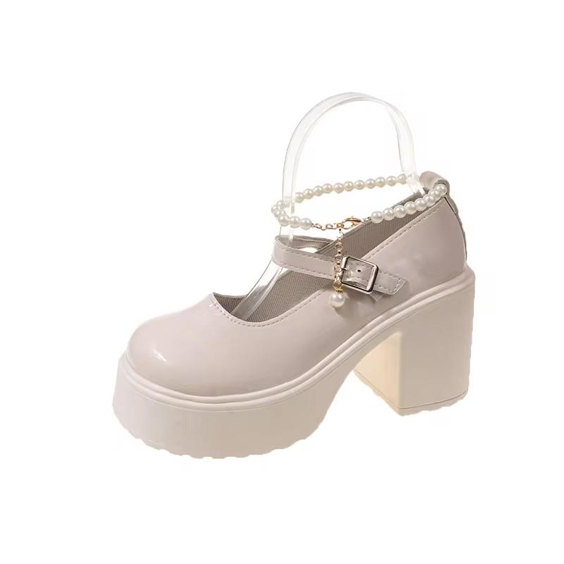 Fashionable White Chunky Platform High Heels Women's New Autumn/Winter Mary Jane Comfortable Sneakers