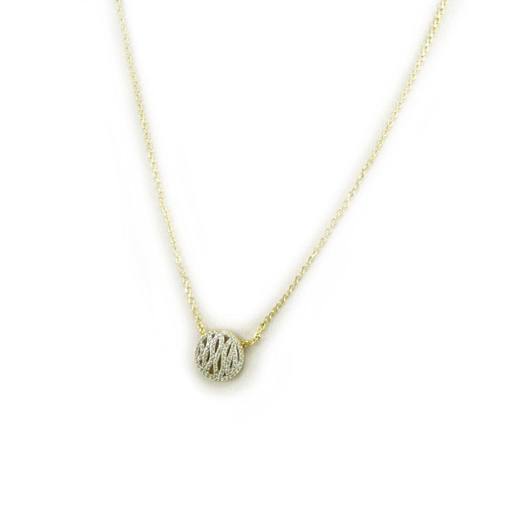 Les Trésors De Lily [L5651] - Gold Plated Necklace 'Sissi' White Gold - 14 Mm