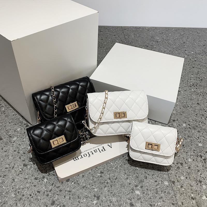 Rhombus Solid Color Chain Small Square Bag Trendy Fashion Shoulder Bag Simple Foreign Style Messenger Women'S Bag