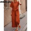 Casual Plus-size Suit, Loose Solid-colored Shirt and Trousers Two-piece Set