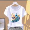 (Asian Size) Watercolor Sweet Flower 90s Short Sleeve T-shirts T Clothing Casual Fashion Print Female Casual Women's Top Graphic Tee