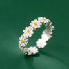 Vintage Daisy Flower Rings For Women Korean Style Adjustable Opening Finger Ring Bride Wedding Engagement Statement Jewelry