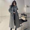 Thickened Coat Female Long Paragraph Autumn and Winter Classic Black and White Plaid Jacket Fashion Casual Tweed Jacket Female