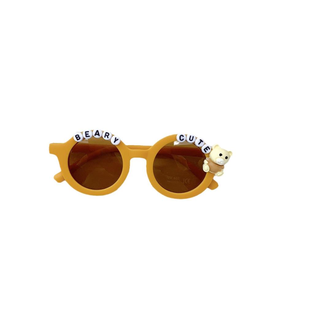 Vintage Children'S Sunglasses Cute Baby Bear Sunglasses Fashion Cartoon Uv-Proof Boys And Girls Glasses