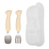TGM Infant Portable Bear Silicone Petite Stainless Steel Spoon+Fork+Case Set, 1 Set, Beige (spoon, Fork), Random Delivery (case), Korean Tableware