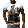 Retro Steam Locomotive The Starting Point Of The Industrial Revolution Hip Hop Men T-shirts 3D Print Round Neck Tee Short Sleeve
