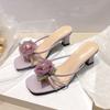 Fashion Spring New Vintage Flower Shoes Fairy Style Gentle Middle Heel Camellia Thin Heel Simple Is A Versatile Summer Sandals for Women