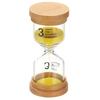 PATIKIL 3-Minute Hourglass, Wooden and High Borosilicate Glass Hourglass, Yellow