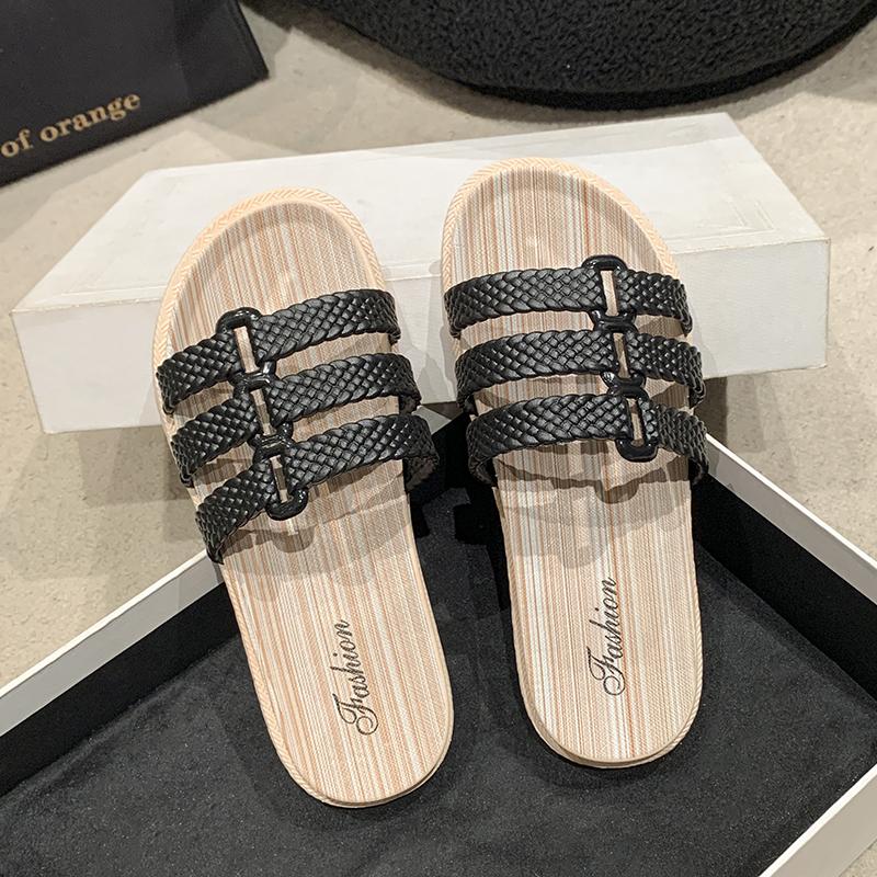 Fashion Summer Women's New PVC Outdoor Casual Slippers Outdoor Solid Color Beach Flat Sandals for Women Chaussure Femme Ladies Shoes