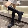 Fashion Autumn Winter Leather Mid Calf Shoes Woman Trend 2025 Novelty Hot Footwear Waterproof Large Size Warm Half High Boots for Women