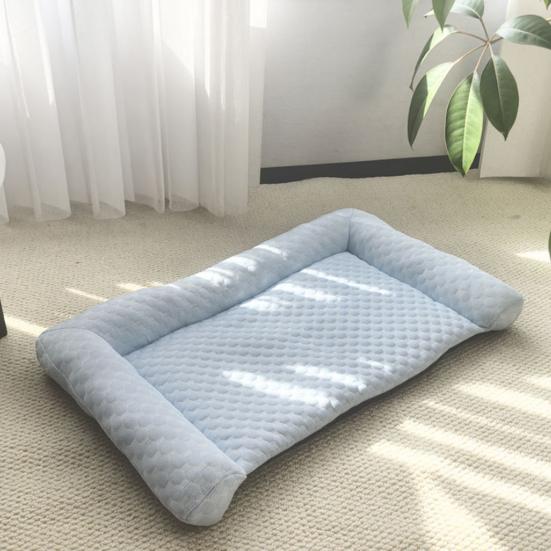 Pet Cooling Mat Dog Ice Silk Cooling Pad Washable Sleeping Mat Summer Dog Bed with Raised Edges for Cats Hot Days Use