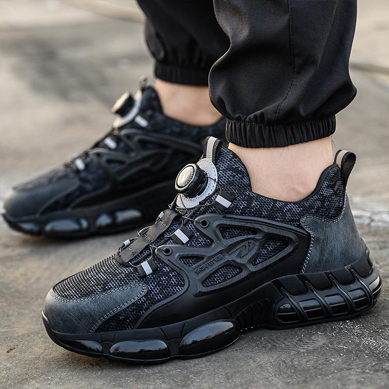 New Rotating Button Safety Boots Men Work Sneakers Anti-smash Indestructible Shoes Steel Toe Protective Boots Anti-puncture Work Safety Shoes