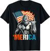Bigfoot Merica Rock American Flag Patriotic 4th Of July T-Shirt