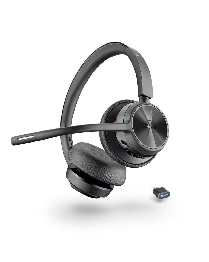 Poly Wireless Headset Voyager 4320 Microsoft Certified Bluetooth Dongle Included Noise Canceling Microphone Included Lightweight Year Manufacturer