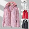 Women Jacket Outdoor Windbreaker Single-layer Waterproof Leaf Print Breathable Long Sleeve Hooded Zipper Pockets Zip Up