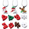 1/10 Pcs Christmas Wine Glass Decoration Happy New Year Snowman Elk Santa Claus Party Decorations For Home Table Bar Supplies