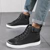 Fashion Men Boots 2024 Autumn/Winter Large 48 Size PU Leather Korean Retro High Top Sports Outdoor Comfort Lace-up Skateboarding Shoes
